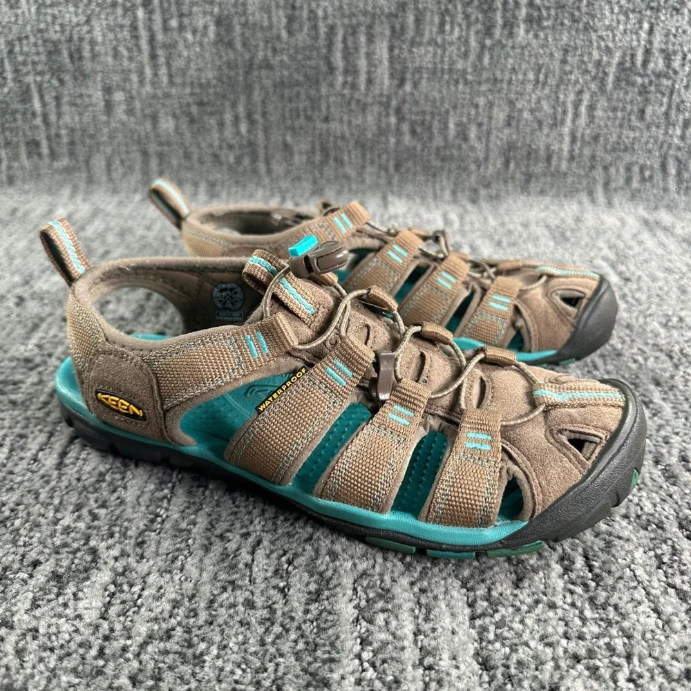 Keen Clearwater CNX Womens 7 Brown Turquoise Waterproof Hiking Sandals 1010997